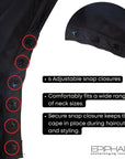 Epiphany Professional Barber & Hair Stylist Cape – Waterproof Hair Cutting Salon Cape with Adjustable Snap Closure, Lightweight Anti-Static Hairdresser Cape for Salon or Home Use, 57 x 67 in, Black