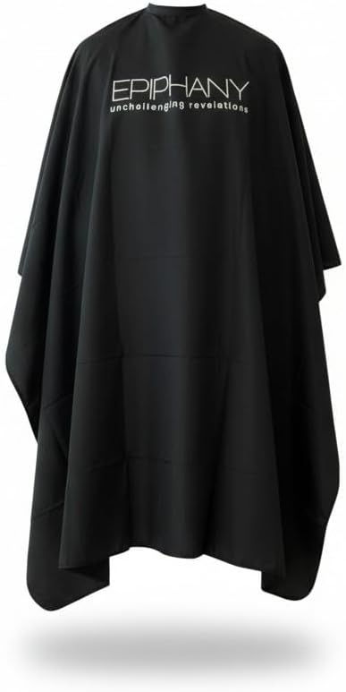 Epiphany Professional Barber &amp; Hair Stylist Cape – Waterproof Hair Cutting Salon Cape with Adjustable Snap Closure, Lightweight Anti-Static Hairdresser Cape for Salon or Home Use, 57 x 67 in, Black