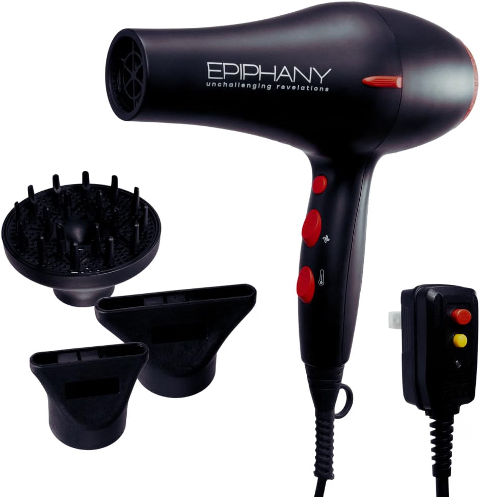 Professional Hair Dryer 1875W – Ionic Blow Dryer with Ceramic Tourmaline Technology for Fast Drying, Frizz Control &amp; Shine – Includes Diffuser &amp; 2 Nozzles – Lightweight for All Hair Types