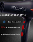 Professional Hair Dryer 1875W – Ionic Blow Dryer with Ceramic Tourmaline Technology for Fast Drying, Frizz Control & Shine – Includes Diffuser & 2 Nozzles – Lightweight for All Hair Types
