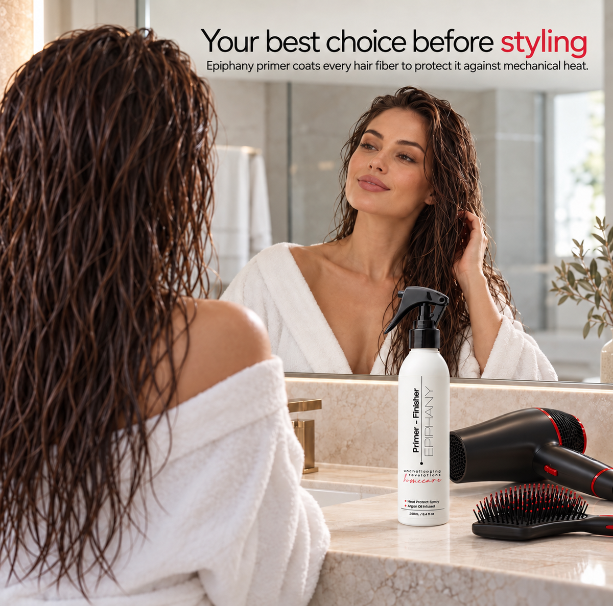 EPIPHANY Primer Finisher | Heat Protectant Spray, Frizz Control &amp; Shine